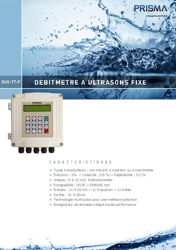 Image du document pdf : Débitmètre à ultrason DUS-TT-F Fixe  