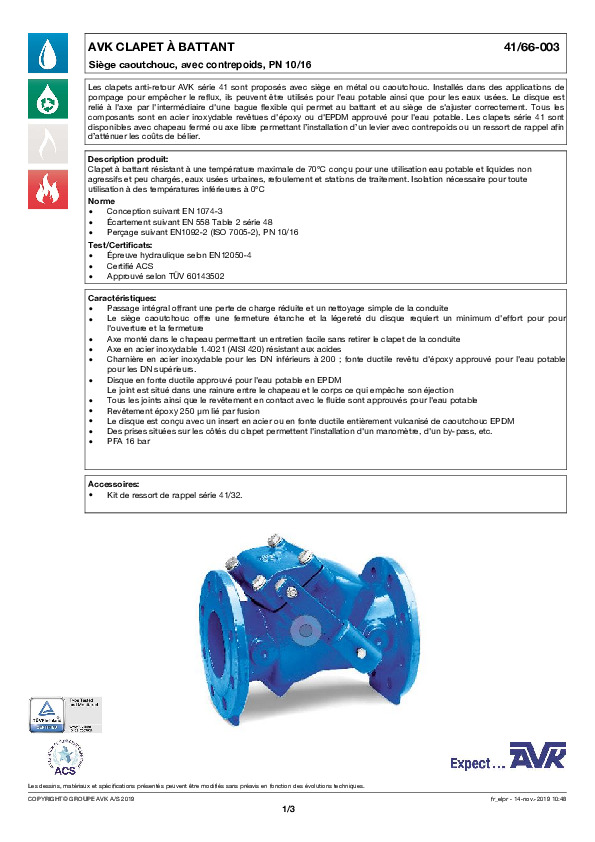 Image du document pdf : FT_Clapet à battant avec contrepoids_41-66-003_AVK010_FR  