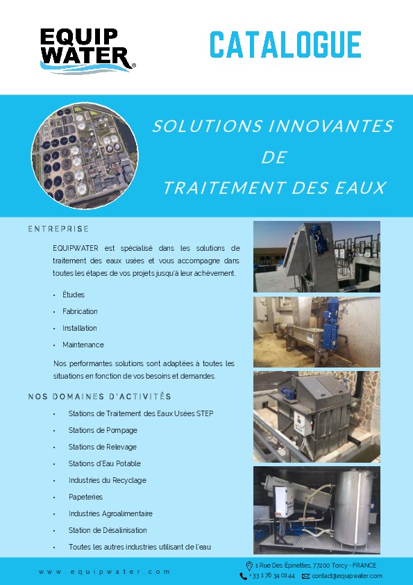 Image du document pdf : Catalogue EQUIPWATER Fran&ccedil;ais - Solutions Innovantes de Traitement des Eaux  