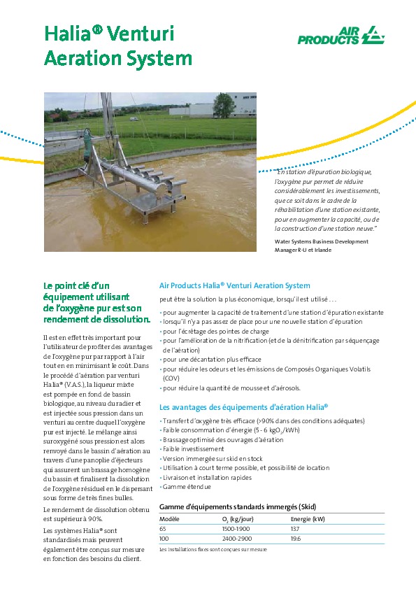 Image du document pdf : Brochure Halia® Venturi Aeration System  