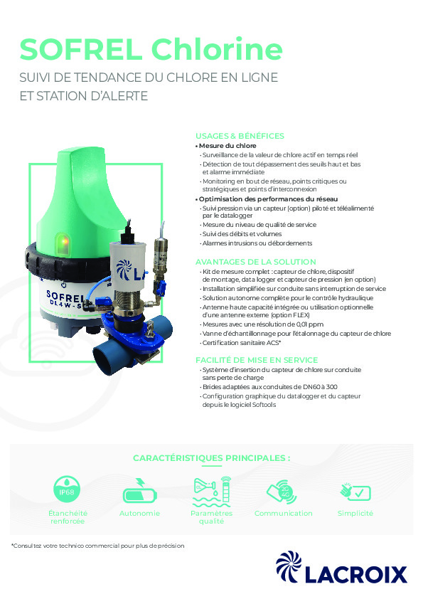 Image du document pdf : DC61-Datasheet SOFREL Chlorine-FR-11-2022  