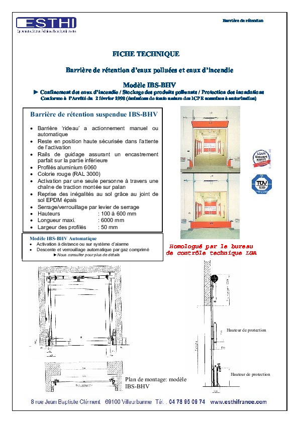 Image du document pdf : Fiche Technique Barriere IBS BHV  