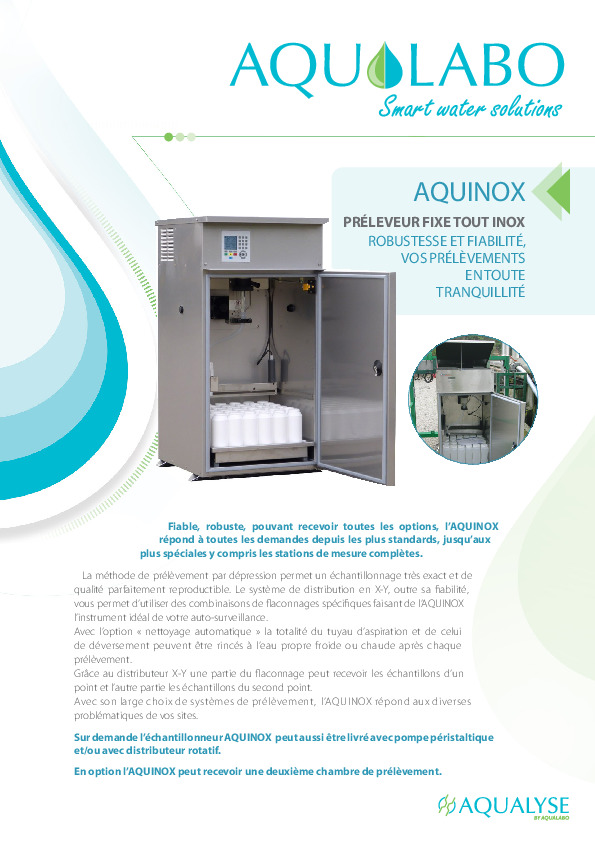 Image du document pdf : Fiche technique Préleveur fixe AQUINOX  