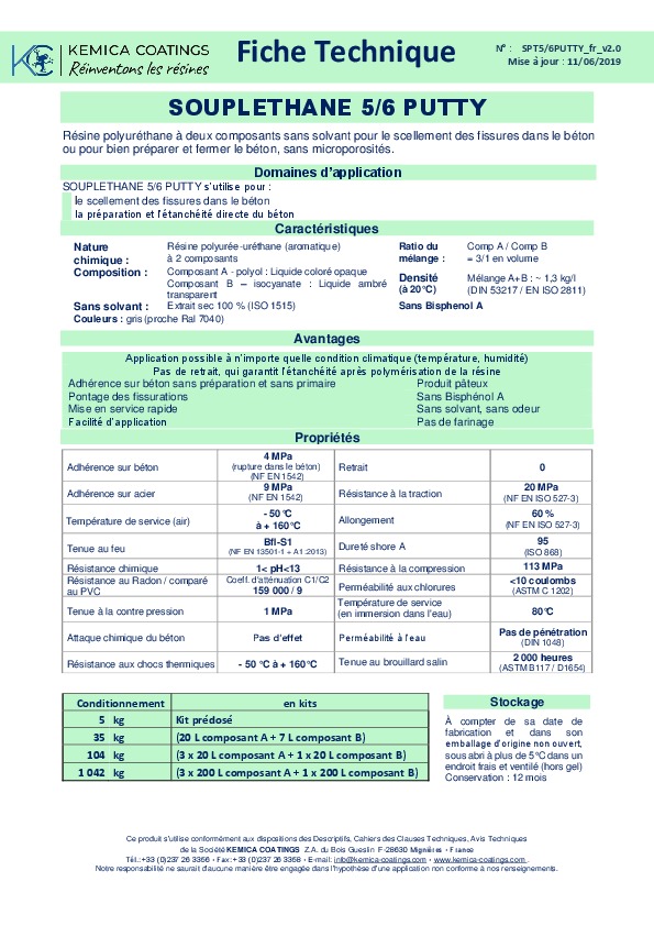 Image du document pdf : Fiche Technique SOUPLETHANE 5 6 PUTTY  