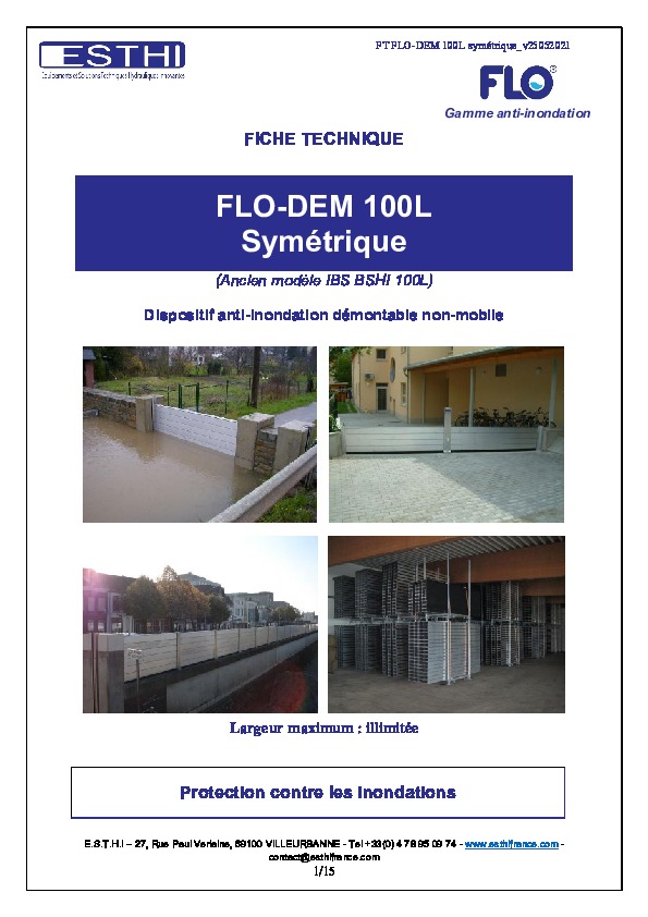 Image du document pdf : Fiche Technique FLO-DEM 100L symétrique  