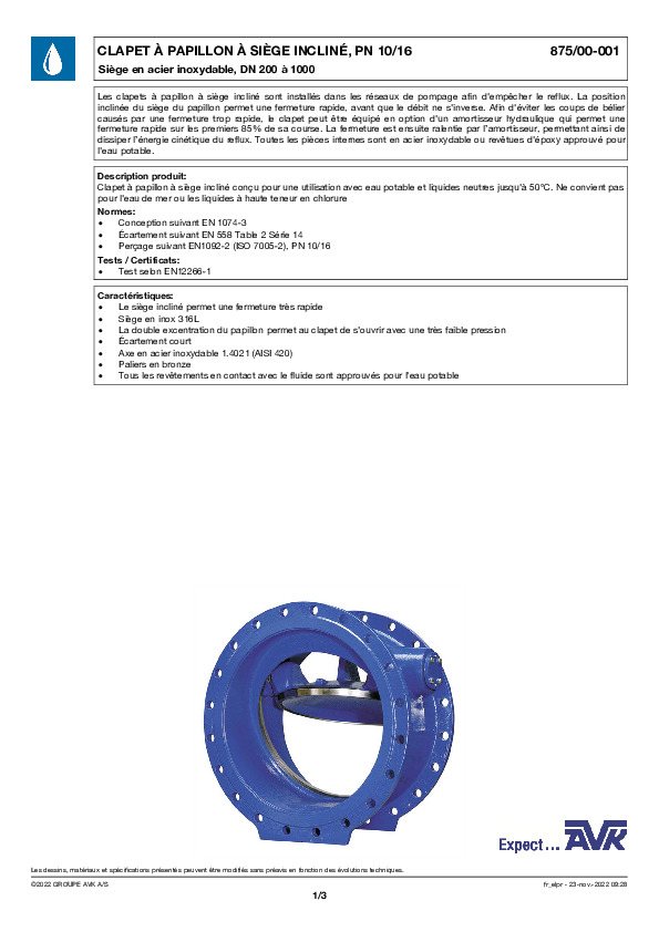 Image du document pdf : FT_Clapet à papillon à siège incliné_875-00-001_AVK010_FR  