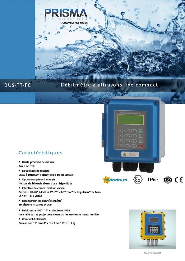 Image du document pdf : D&eacute;bitm&egrave;tre &agrave; ultrasons  DUS-TT-FC  