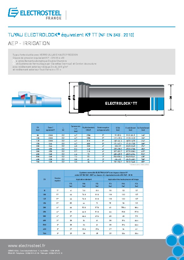 Image du document pdf : Brochure TUYAU ELECTROLOCK equivalent K9 TT  