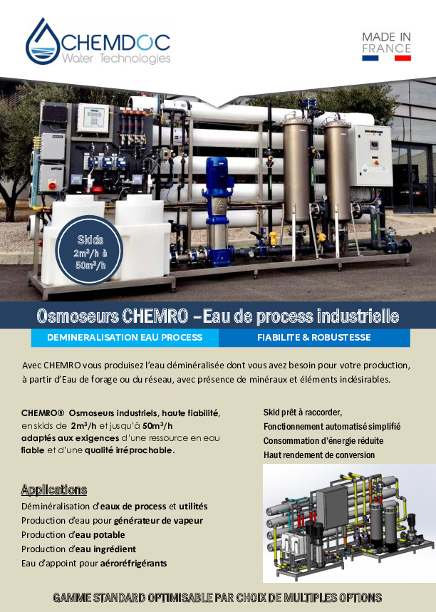 Image du document pdf : CHEMDOC Gamme CHEMRO Osmoseurs industriels  