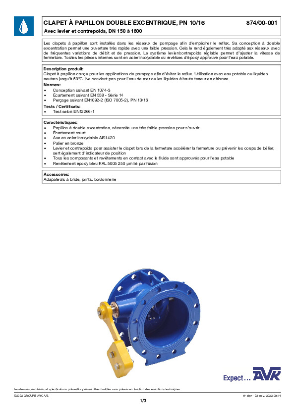 Image du document pdf : FT_Clapet à papillon double excentrique_874-00-001_AVK010_FR  