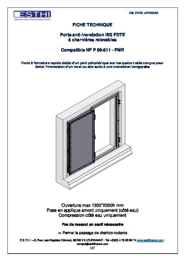 Image du document pdf : Fiche Technique Porte IBS FDTE  