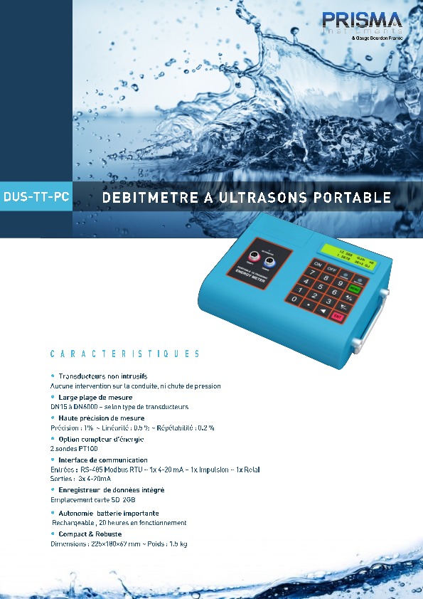 Image du document pdf : Brochure DUS-TT-PC Débitmètre portable  