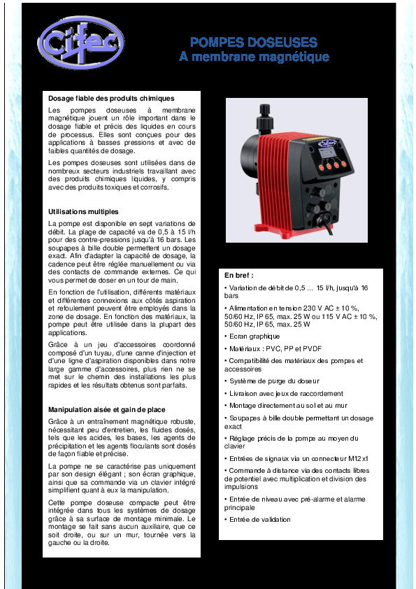 Image du document pdf : pompes doseuse &agrave; membrane magn&eacute;tique LD  