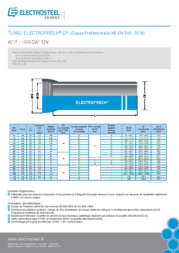 Image du document pdf : Brochure TUYAU ELECTROFRESH CP  