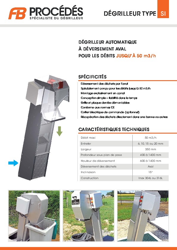 Image du document pdf : Fiche Technique - Dégrilleur Type SI350.pdf  