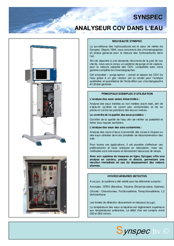 Image du document pdf : NEREIDES - Offre Produits - Analyseur COV dans l'eau (Synspec GC955 series and WPU)  