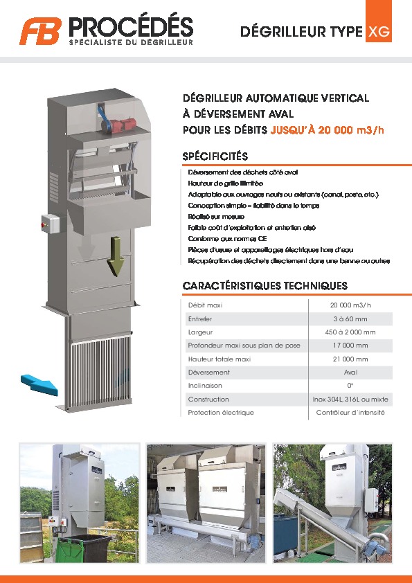 Image du document pdf : Fiche Technique - Dégrilleur Type XG.pdf  
