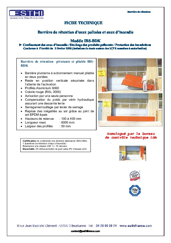 Image du document pdf : Fiche Technique Barriere IBS BDK  