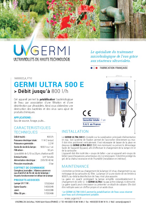 Image du document pdf : Fiche Technique GERMI ULTRA 500 E  