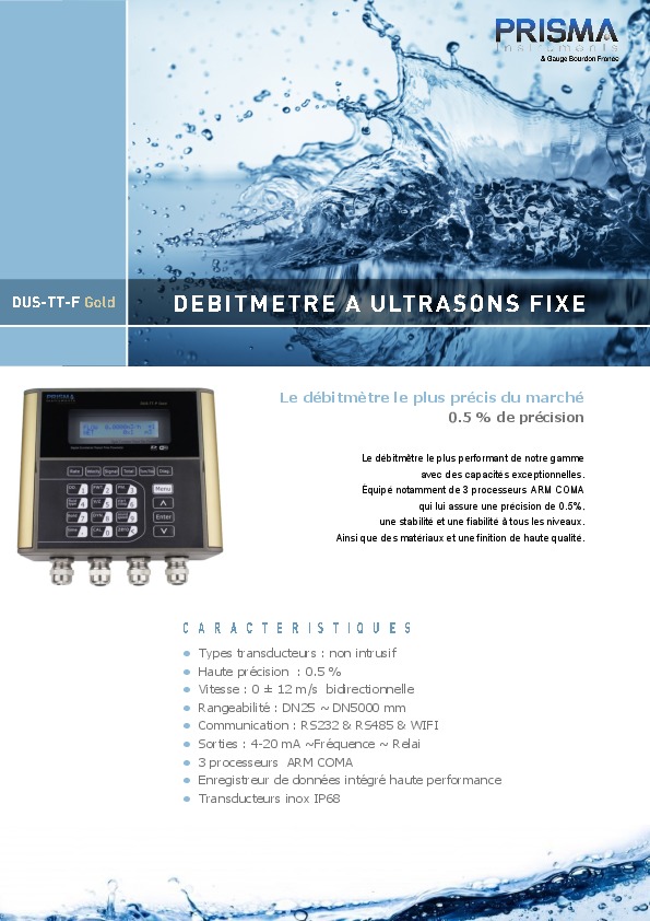 Image du document pdf : Brochure  Debitmetre DUS-TT-F Gold  