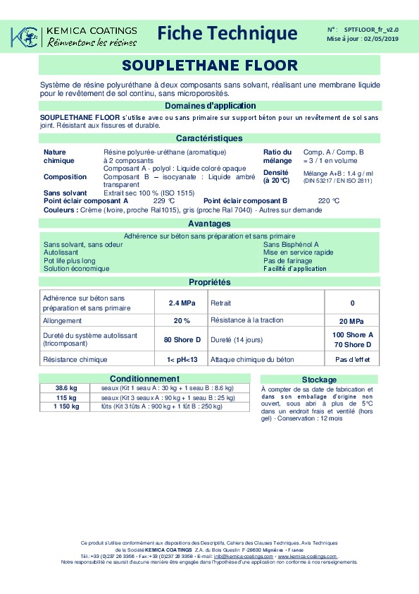 Image du document pdf : Fiche Technique SOUPLETHANE FLOOR  