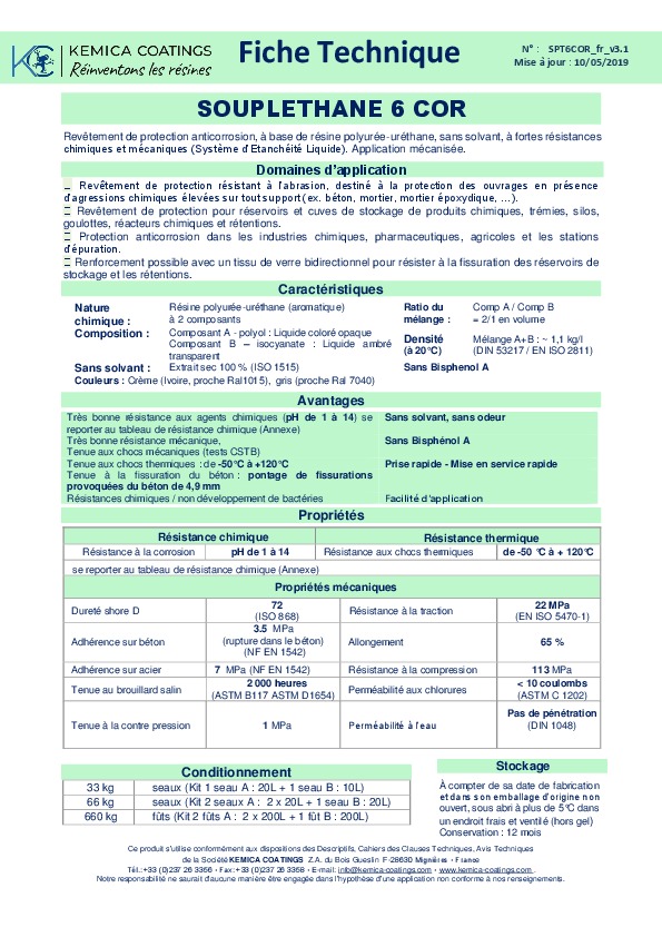 Image du document pdf : Fiche Technique SOUPLETHANE 6 COR  