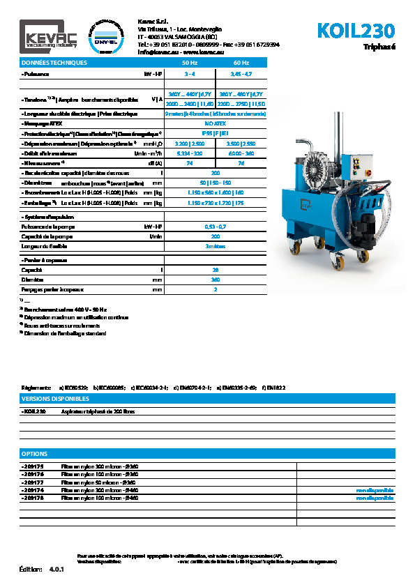 Image du document pdf : KOIL230_Fiche_Tecnique_4.0.1  