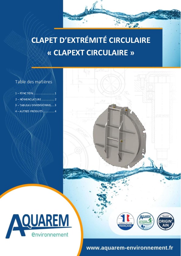 Image du document pdf : fiche produit Clapext circulaire AQUAREM-ENVIRONNEMENT  