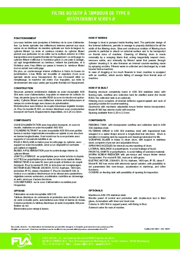 Image du document pdf : Fiche Rotostrainer Series R  