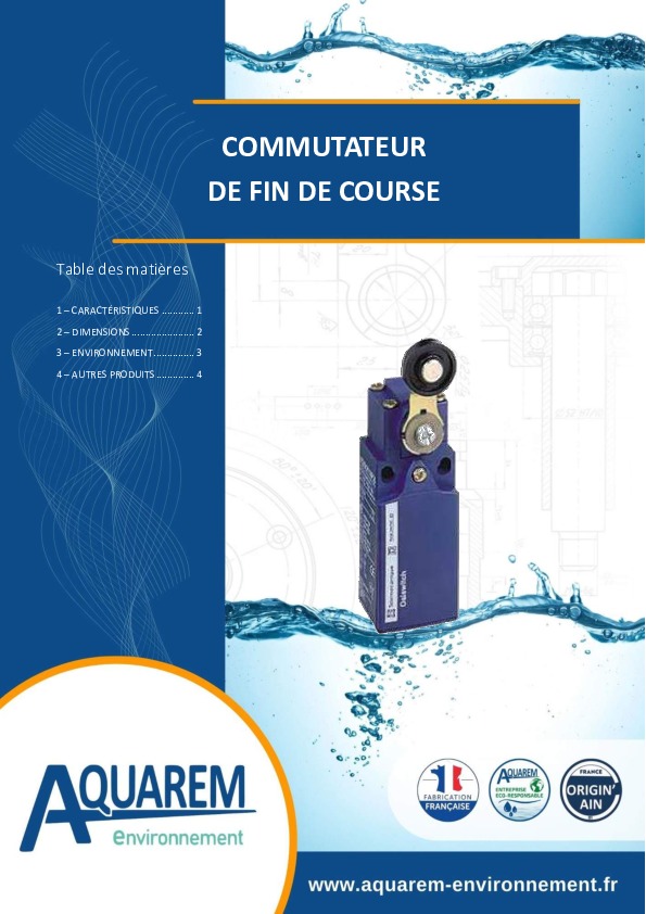 Image du document pdf : fiche produit COMMUTATEUR DE FIN DE COURSE AQUAREM ENVIRONNEMENT  