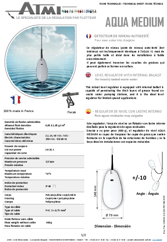 Image du document pdf : Fiche Technique AQUA MEDIUM  