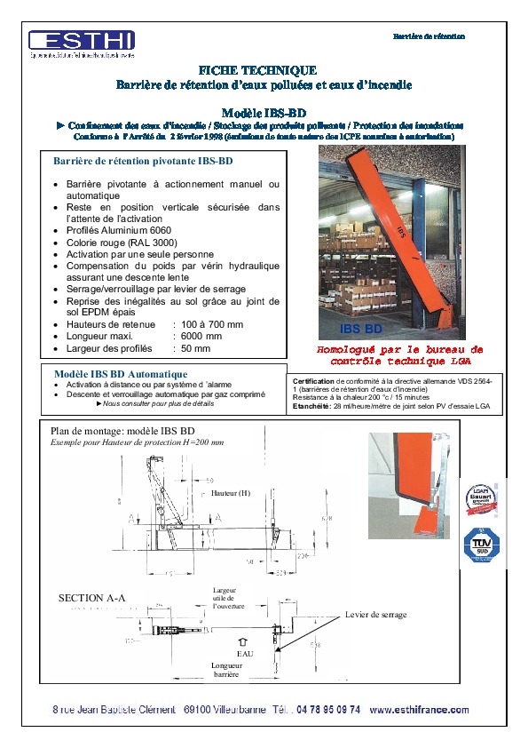 Image du document pdf : Fiche Technique Barriere IBS BD  