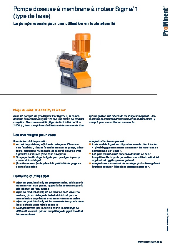 Image du document pdf : Pompes doseuses à moteur - Sigma 1  