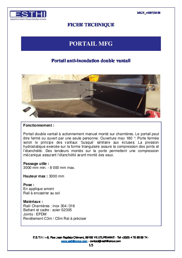 Image du document pdf : Fiche Technique PORTAIL MFG  