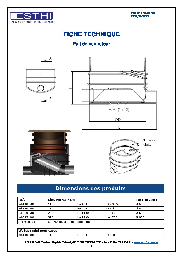 Image du document pdf : Fiche Technique Puit de non-retour  