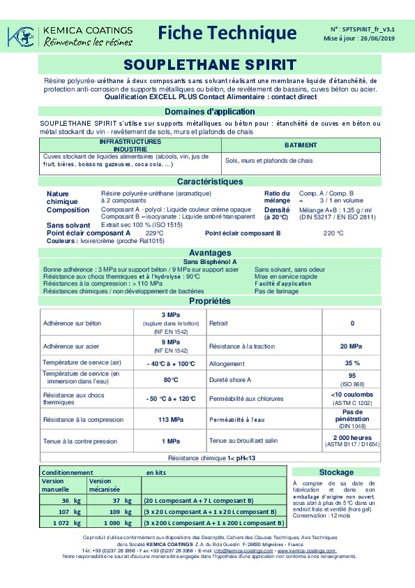 Image du document pdf : Fiche Technique SOUPLETHANE SPIRIT  