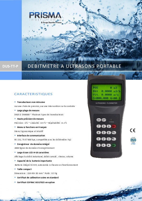 Image du document pdf : Brochure Débitmètre portable de poche DUSTTP  