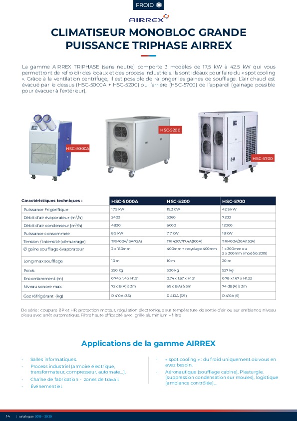 Image du document pdf : Gamme AIRREX TRIPHASE - Climatiseurs monobloc  