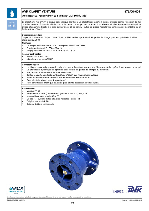 Image du document pdf : FT_Clapet a disque concentrique profile_876-00-001_AVK010_FR  