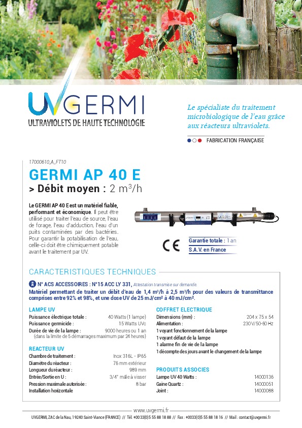 Image du document pdf : Fiche Technique GERMI AP 40 E  