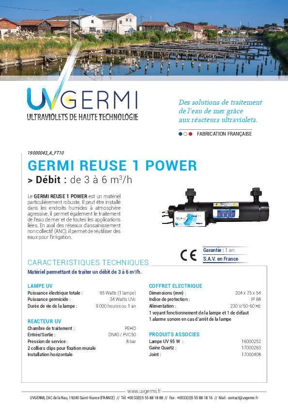 Image du document pdf : Fiche technique GERMI REUSE 1 POWER.pdf  