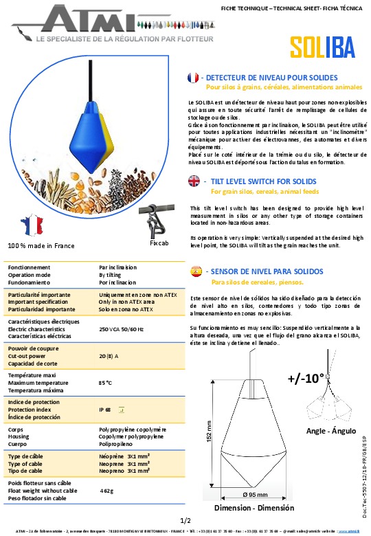 Image du document pdf : Fiche Technique SOLIBA  