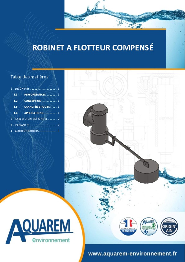 Image du document pdf : fiche produit ROBINET A FLOTTEUR AQUAREM-ENVIRONNEMENT  