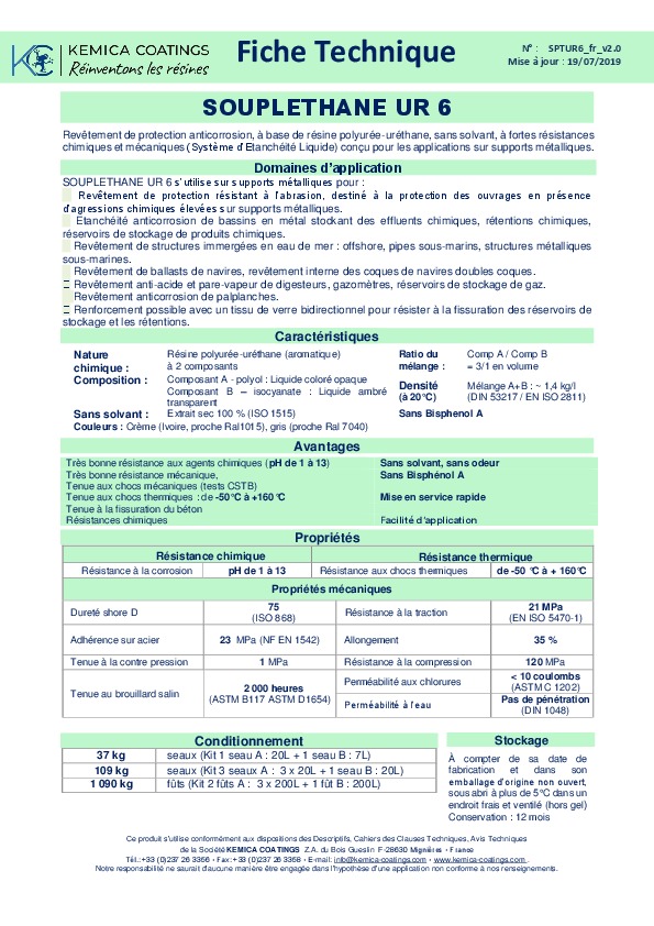 Image du document pdf : Fiche Technique SOUPLETHANE UR 6  