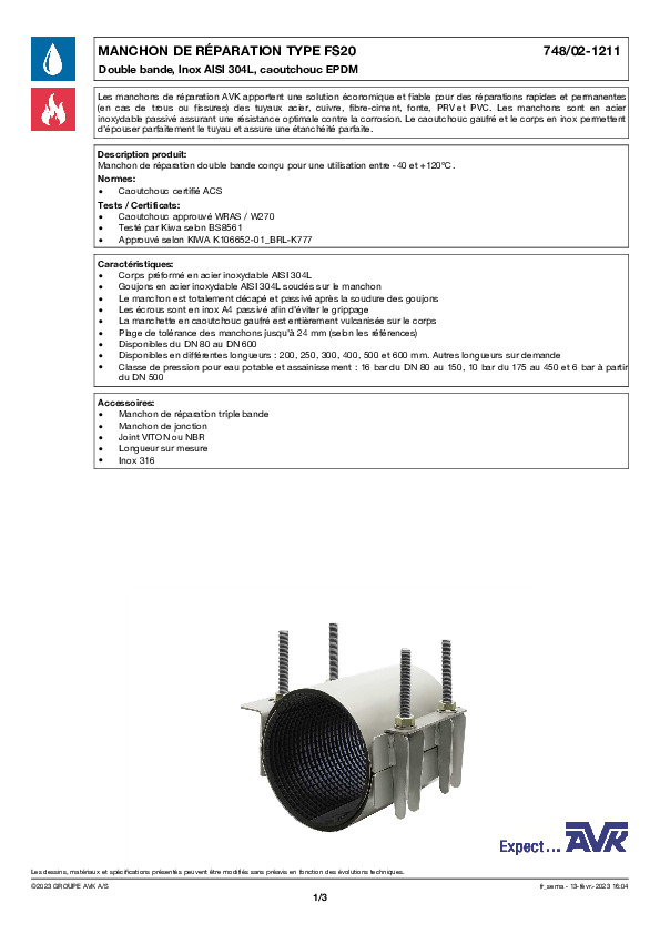 Image du document pdf : FT_Manchons de reparation double bande_748-02-1211_AVK010_FR  