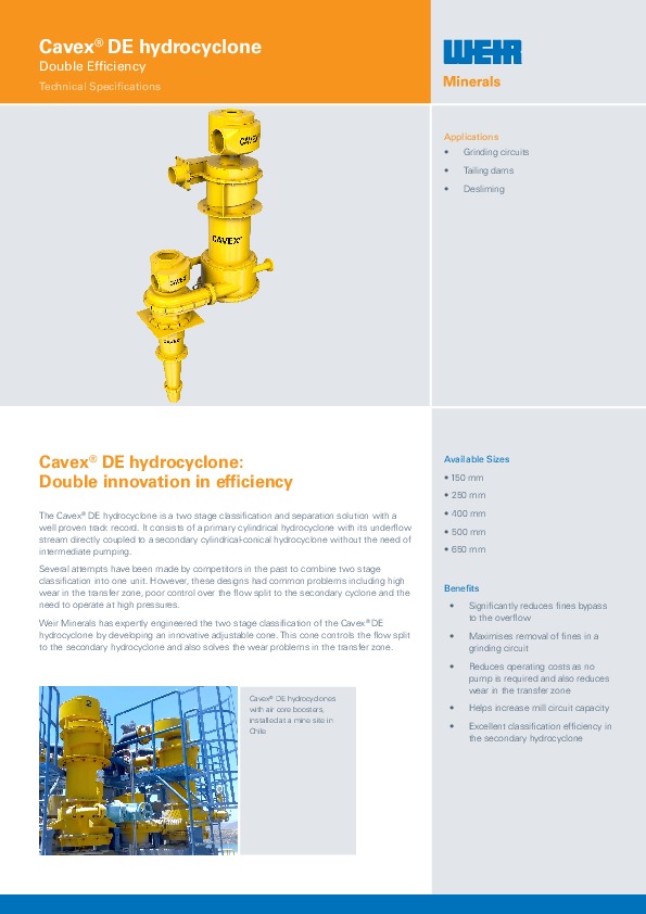 Image du document pdf : ENG - Cavex DE Spec Sheet.pdf  