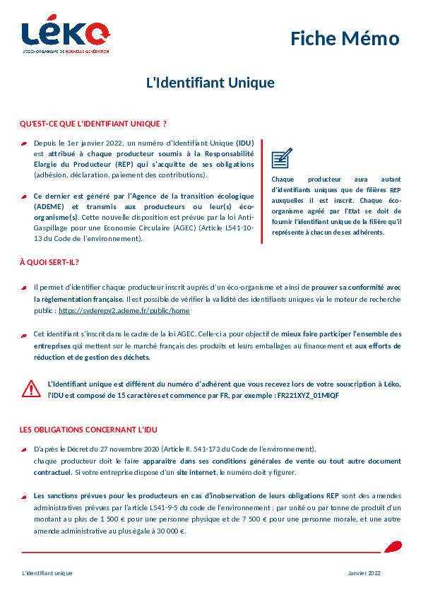 Image du document pdf : FICHE MEMO - IDU FR  