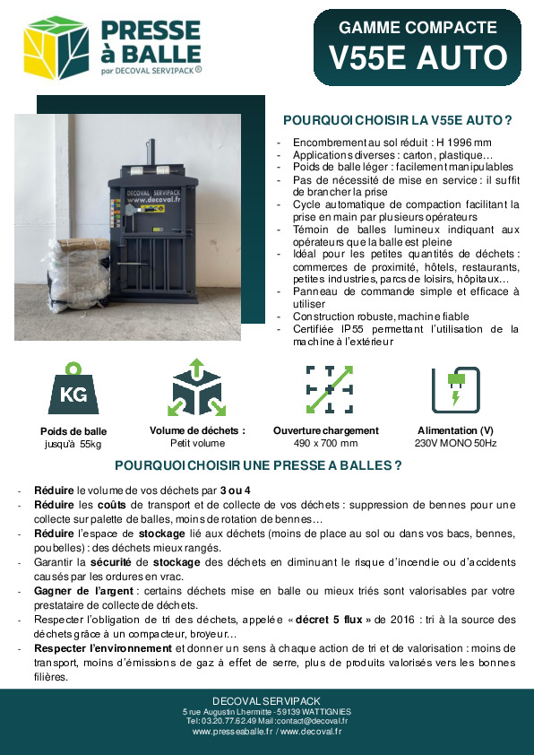 Image du document pdf : Presse à balles 55Kg V55E AUTO  