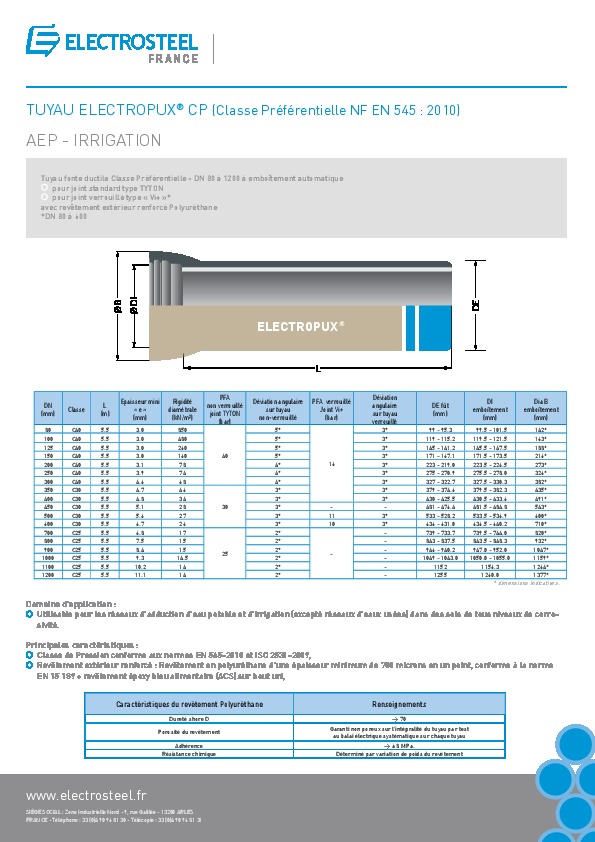 Image du document pdf : Brochure TUYAU ELECTROPUX CP  