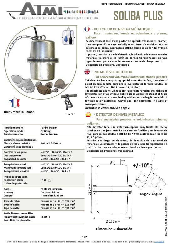 Image du document pdf : Fiche Technique SOLIBA PLUS  